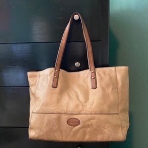 Fossil leather tote